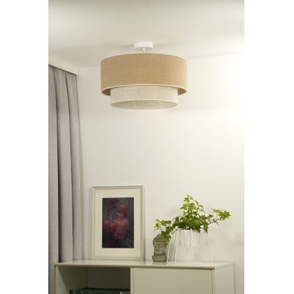 Duolla - Kiinteä kattokruunu YUTE BOHO 1xE27/15W/230V halkaisija 45 cm ruskea/kerma