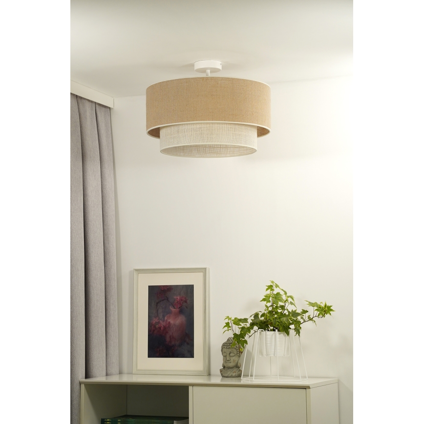 Duolla - Kiinteä kattokruunu YUTE BOHO 1xE27/15W/230V halkaisija 45 cm ruskea/kerma