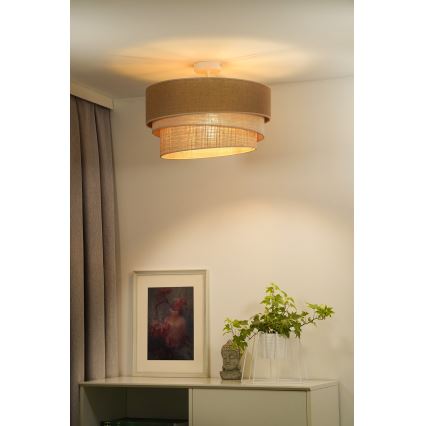 Duolla - Kiinteä kattokruunu YUTE TRIO 1xE27/15W/230V halkaisija 45 cm ruskea/harmaa/beige