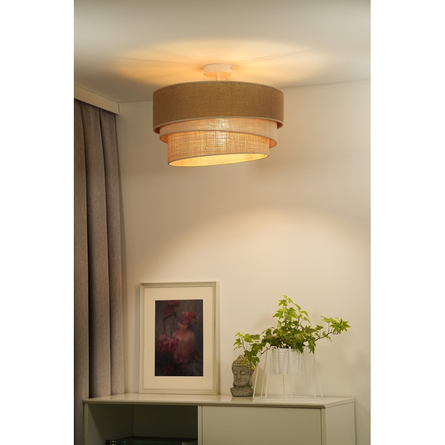 Duolla - Kiinteä kattokruunu YUTE TRIO 1xE27/15W/230V halkaisija 45 cm ruskea/harmaa/beige