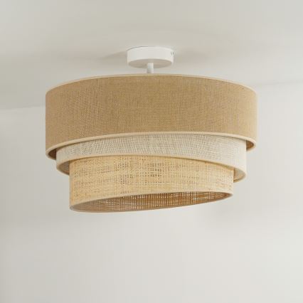 Duolla - Kiinteä kattokruunu YUTE TRIO 1xE27/15W/230V halkaisija 45 cm ruskea/harmaa/beige