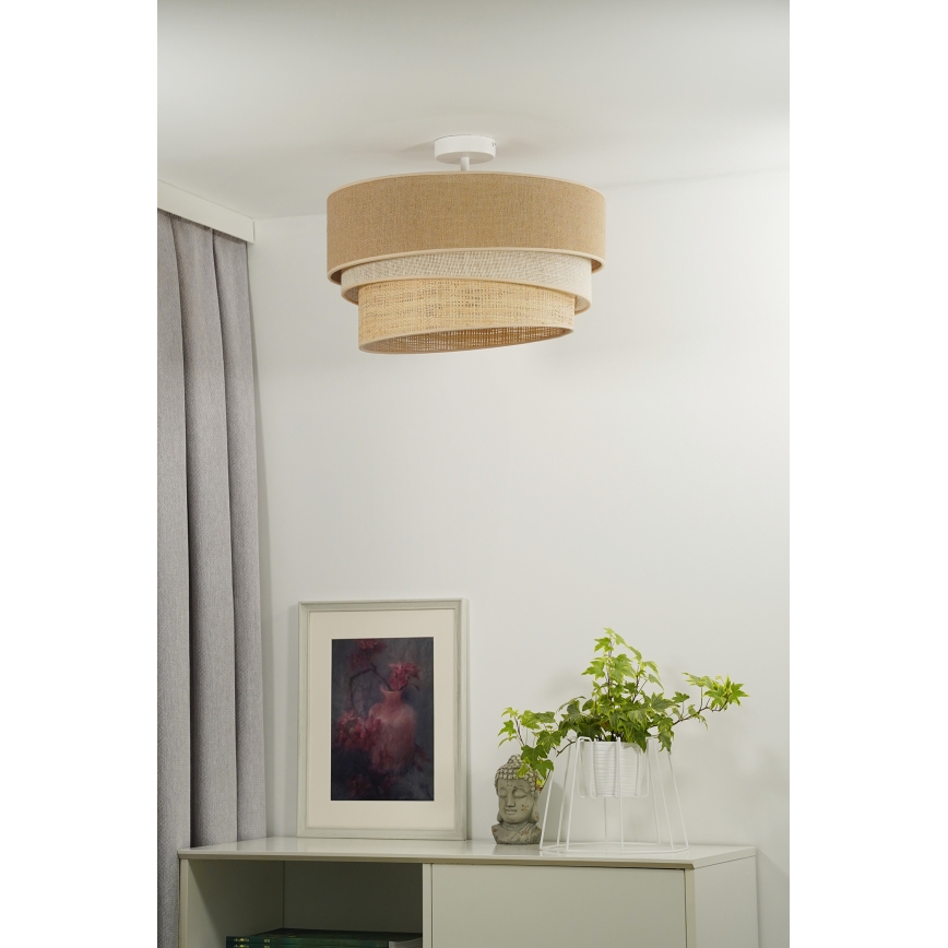 Duolla - Kiinteä kattokruunu YUTE TRIO 1xE27/15W/230V halkaisija 45 cm ruskea/harmaa/beige