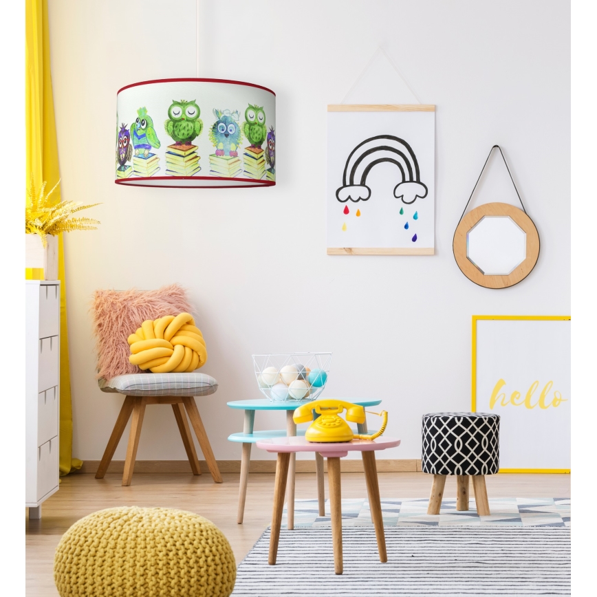 Duolla - Lasten riipuskattokruunu johdossa OWL 1xE27/15W/230V halkaisija 35 cm