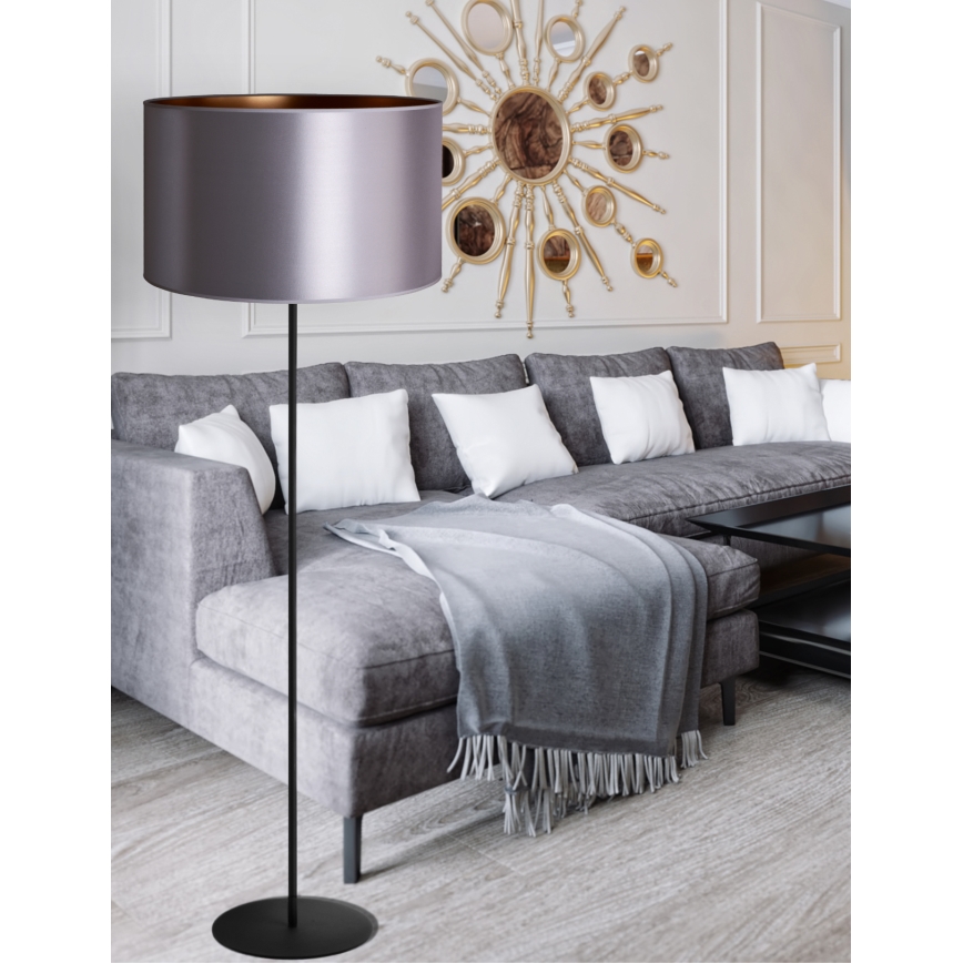 Duolla - Lattialamppu CANNES 1xE27/15W/230V halkaisija 45 cm hopea/kupari/musta