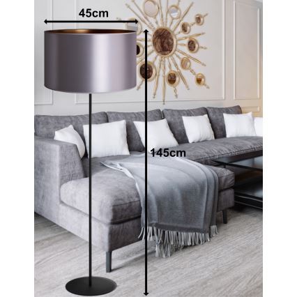 Duolla - Lattialamppu CANNES 1xE27/15W/230V halkaisija 45 cm hopea/kupari/musta