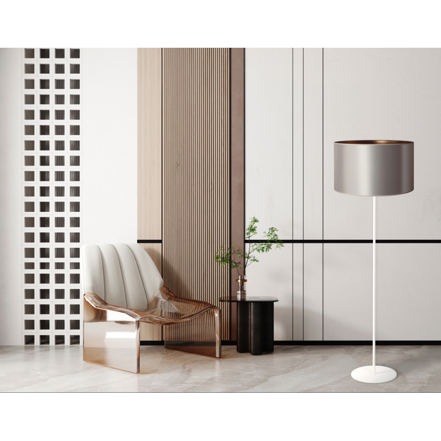 Duolla - Lattialamppu CANNES 1xE27/15W/230V halkaisija 45 cm hopea/kupari/valkoinen