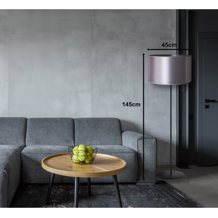 Duolla - Lattialamppu CANNES 1xE27/15W/230V halkaisija 45 cm hopea/musta