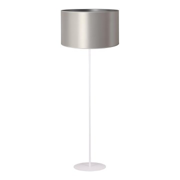 Duolla - Lattialamppu CANNES 1xE27/15W/230V halkaisija 45 cm hopea/valkoinen