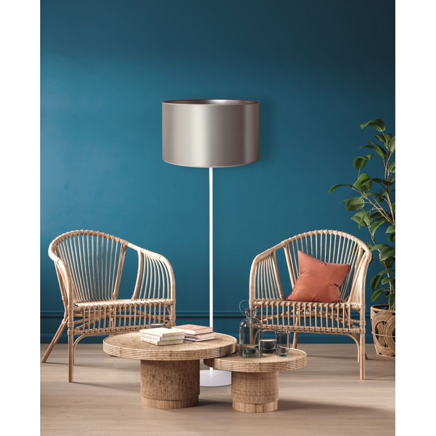 Duolla - Lattialamppu CANNES 1xE27/15W/230V halkaisija 45 cm hopea/valkoinen