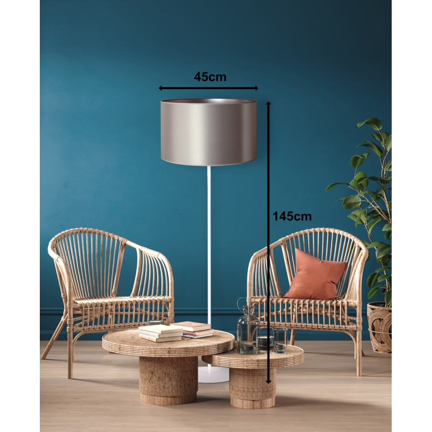 Duolla - Lattialamppu CANNES 1xE27/15W/230V halkaisija 45 cm hopea/valkoinen