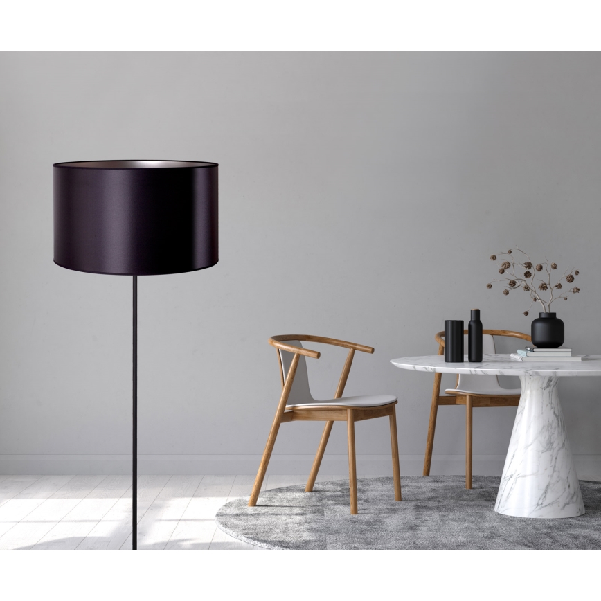 Duolla - Lattialamppu CANNES 1xE27/15W/230V halkaisija 45 cm musta/hopea