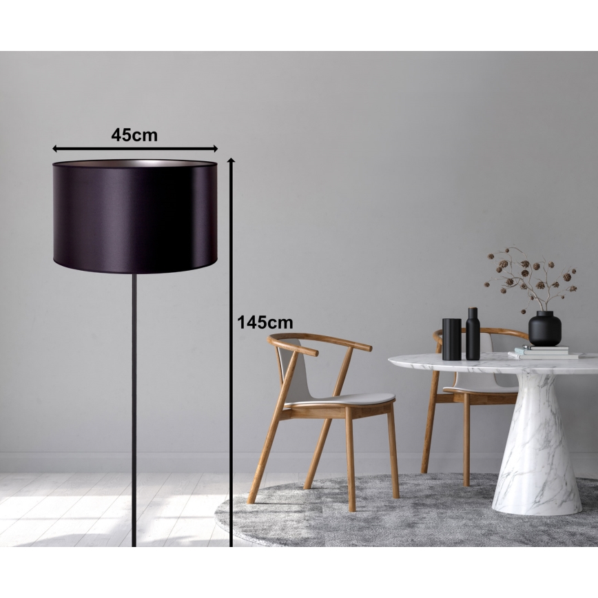 Duolla - Lattialamppu CANNES 1xE27/15W/230V halkaisija 45 cm musta/hopea