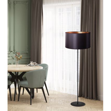 Duolla - Lattialamppu CANNES 1xE27/15W/230V halkaisija 45 cm musta/kupari