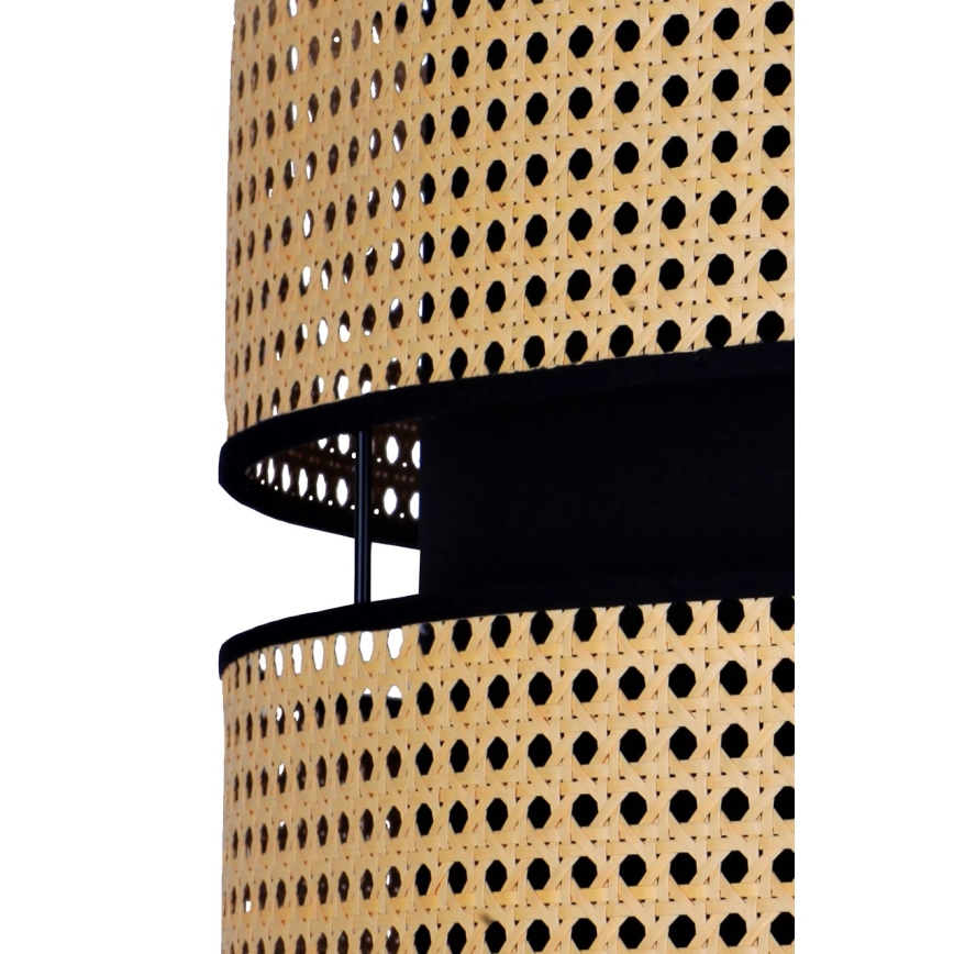 Duolla - Lattialamppu DUO 1xE27/15W/230V halkaisija 40 cm rottinki/musta