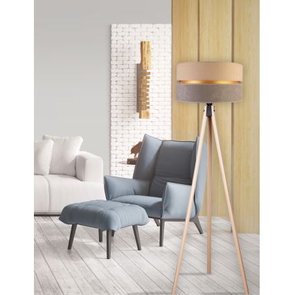 Duolla - Lattialamppu DUO 1xE27/60W/230V halkaisija 44 cm beige/harmaa/beige