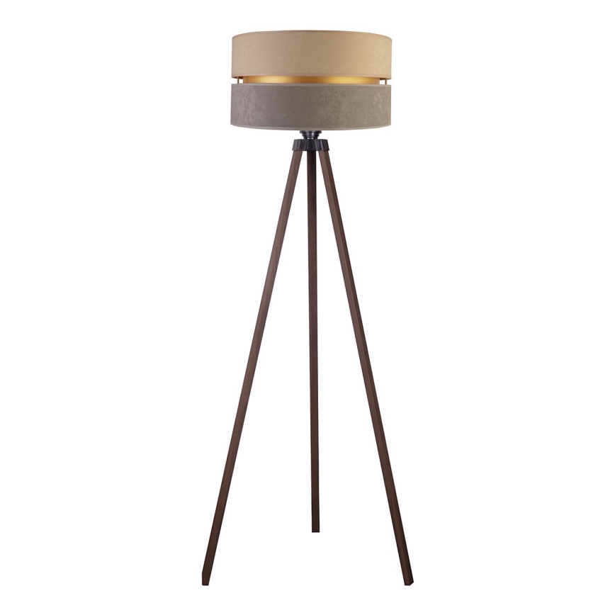 Duolla - Lattialamppu DUO 1xE27/60W/230V halkaisija 44 cm beige/harmaa/ruskea