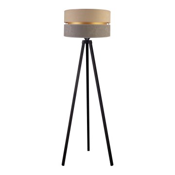 Duolla - Lattialamppu DUO 1xE27/60W/230V halkaisija 44 cm beige/harmaa/wenge