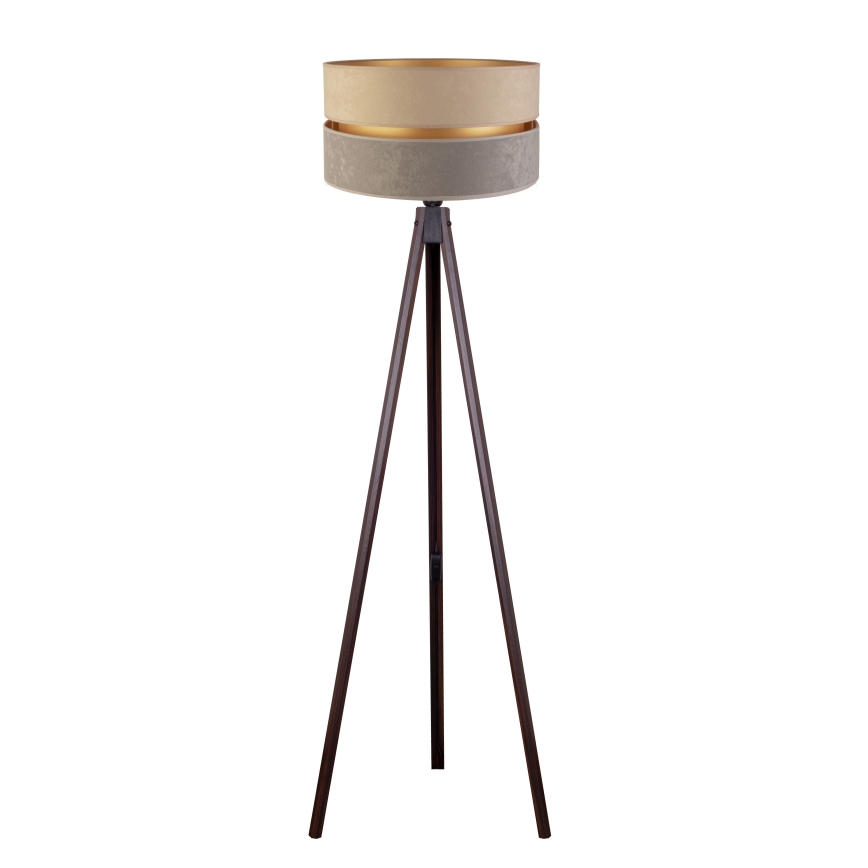 Duolla - Lattialamppu DUO 1xE27/60W/230V halkaisija 44 cm beige/harmaa/wenge