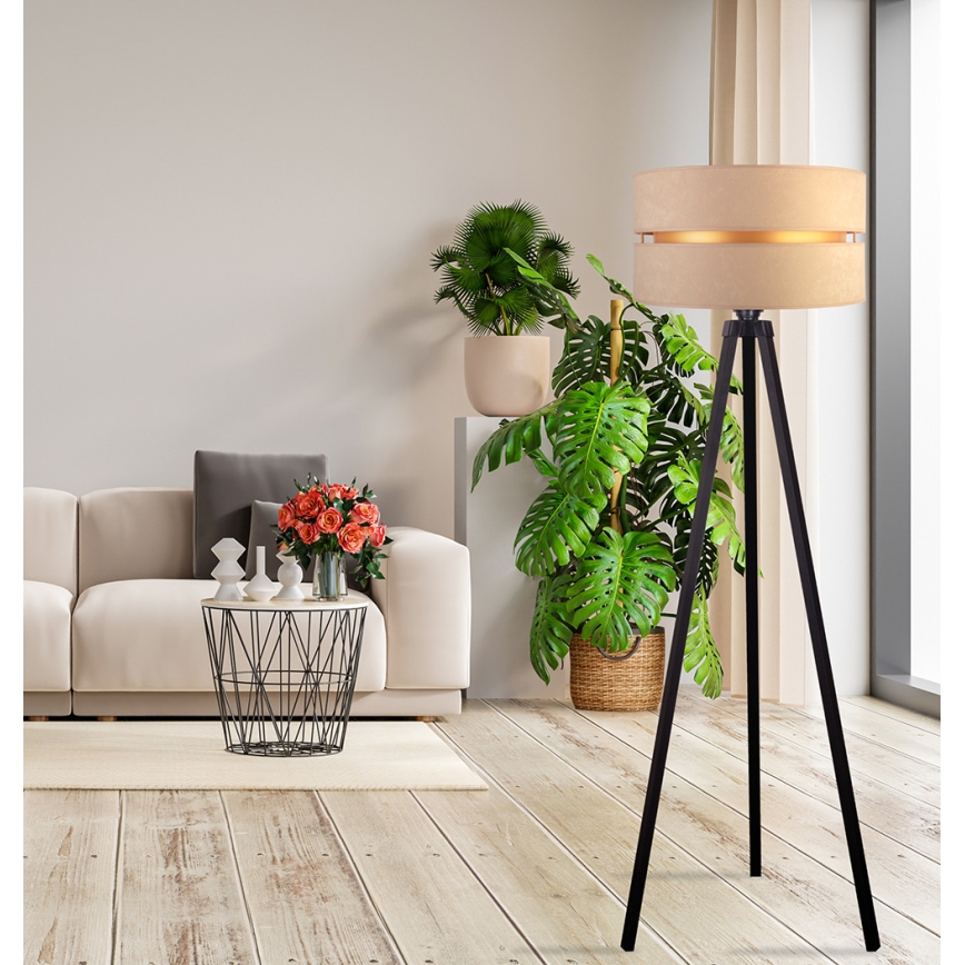 Duolla - Lattialamppu DUO 1xE27/60W/230V halkaisija 44 cm beige/wenge