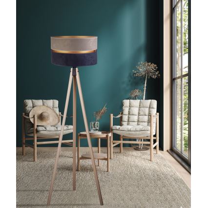 Duolla - Lattialamppu DUO 1xE27/60W/230V halkaisija 44 cm harmaa/sininen/beige