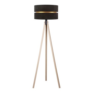 Duolla - Lattialamppu DUO 1xE27/60W/230V halkaisija 44 cm musta/beige