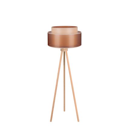 Duolla - Lattialamppu WOOD BOHO 1xE27/15W/230V halkaisija 45 cm kupari/ruskea/beige
