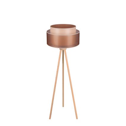 Duolla - Lattialamppu WOOD BOHO 1xE27/15W/230V halkaisija 45 cm kupari/ruskea/beige