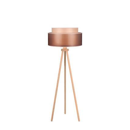 Duolla - Lattialamppu WOOD BOHO 1xE27/15W/230V halkaisija 45 cm kupari/ruskea/beige