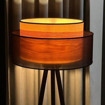 Duolla - Lattialamppu WOOD BOHO 1xE27/15W/230V halkaisija 45 cm musta/beige