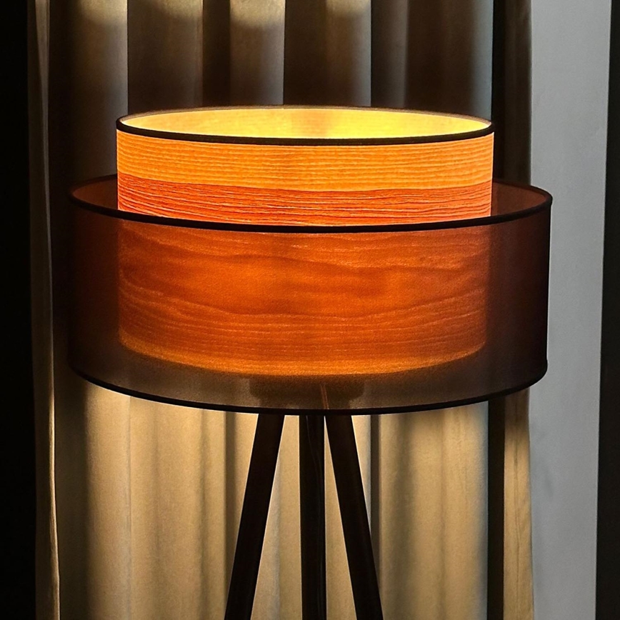 Duolla - Lattialamppu WOOD BOHO 1xE27/15W/230V halkaisija 45 cm musta/beige