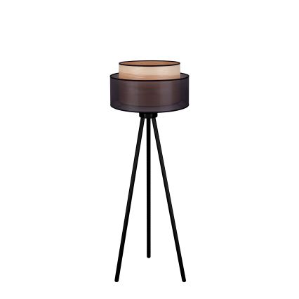 Duolla - Lattialamppu WOOD BOHO 1xE27/15W/230V halkaisija 45 cm musta/beige