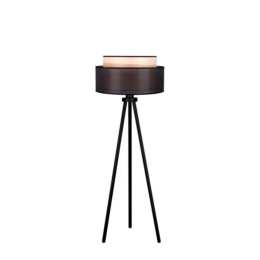Duolla - Lattialamppu WOOD BOHO 1xE27/15W/230V halkaisija 45 cm musta/beige