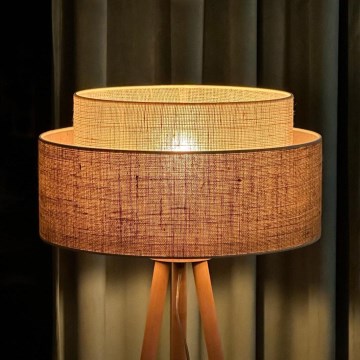 Duolla - Lattialamppu YUTE BOHO 1xE27/15W/230V halkaisija 45 cm ruskea/kerma