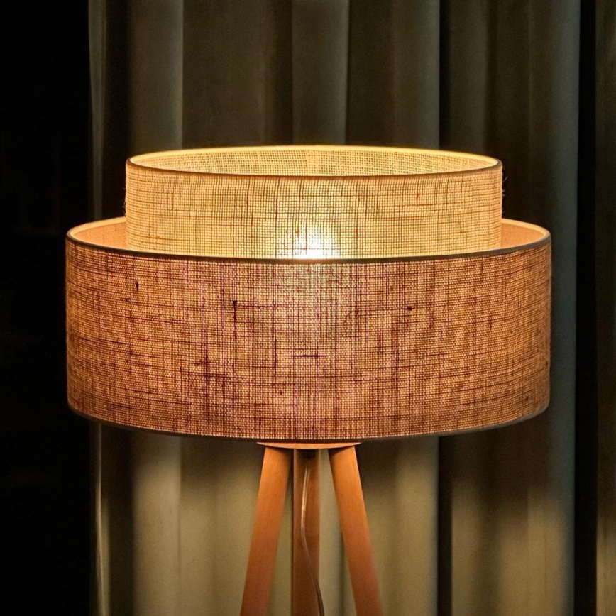 Duolla - Lattialamppu YUTE BOHO 1xE27/15W/230V halkaisija 45 cm ruskea/kerma