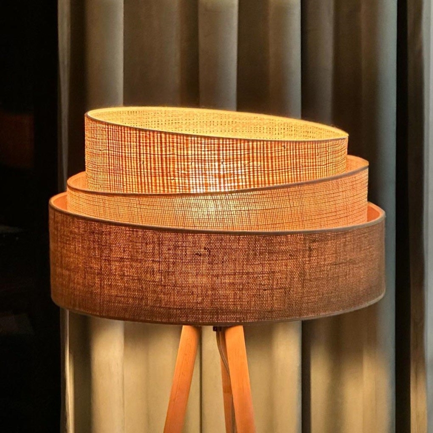 Duolla - Lattialamppu YUTE TRIO 1xE27/15W/230V halkaisija 45 cm ruskea/harmaa/beige