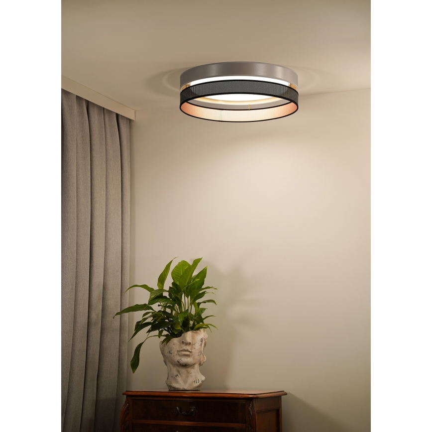 Duolla - LED-kattovalaisin ROLLER DUO SHINY LED/24W/230V halkaisija 45 cm hopea/musta