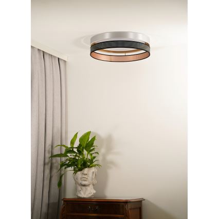 Duolla - LED-kattovalaisin ROLLER DUO SHINY LED/24W/230V halkaisija 45 cm hopea/musta