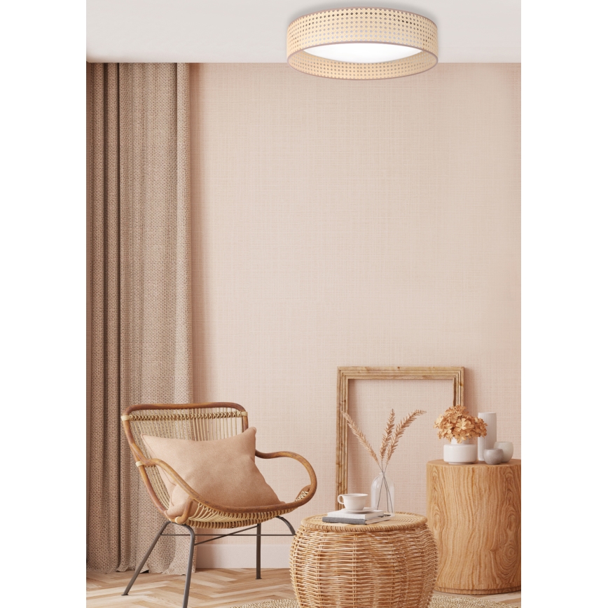 Duolla - LED-kattovalaisin ROLLER LED/24W/230V halkaisija 45 cm rottinki