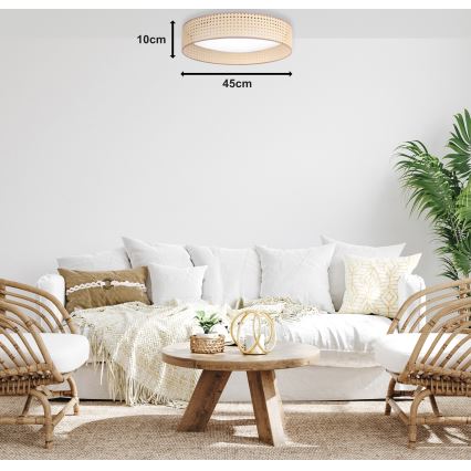 Duolla - LED-kattovalaisin ROLLER LED/24W/230V halkaisija 45 cm rottinki