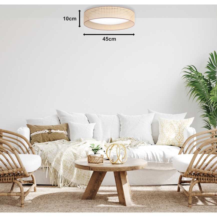 Duolla - LED-kattovalaisin ROLLER LED/24W/230V halkaisija 45 cm rottinki