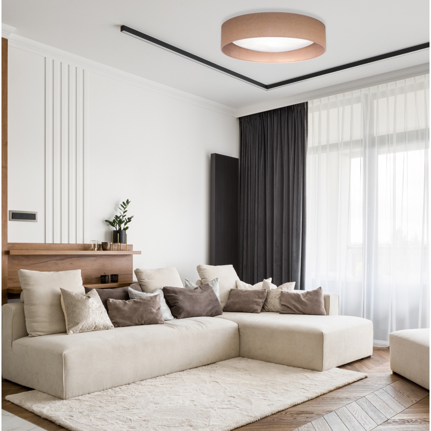 Duolla - LED-kattovalaisin ROLLER LED/24W/230V halkaisija 45 cm vaaleanruskea