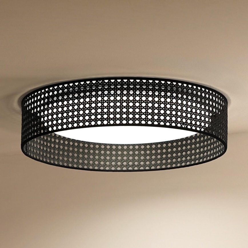 Duolla - LED-kattovalaisin ROLLER RATTAN LED/24W/230V halkaisija 45 cm musta