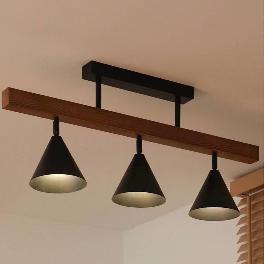 Duolla - Pintakiinnitteinen kattovalaisin IRONLINE 3xG9/3W/230V mänty tammi/musta