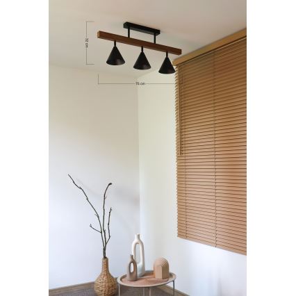 Duolla - Pintakiinnitteinen kattovalaisin IRONLINE 3xG9/3W/230V mänty tammi/musta