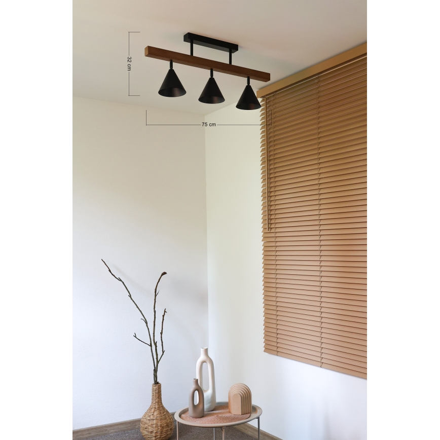 Duolla - Pintakiinnitteinen kattovalaisin IRONLINE 3xG9/3W/230V mänty tammi/musta