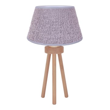 Duolla - Pöytävalaisin BOUCLE 1xE27/15W/230V halkaisija 28 cm harmaa/puu
