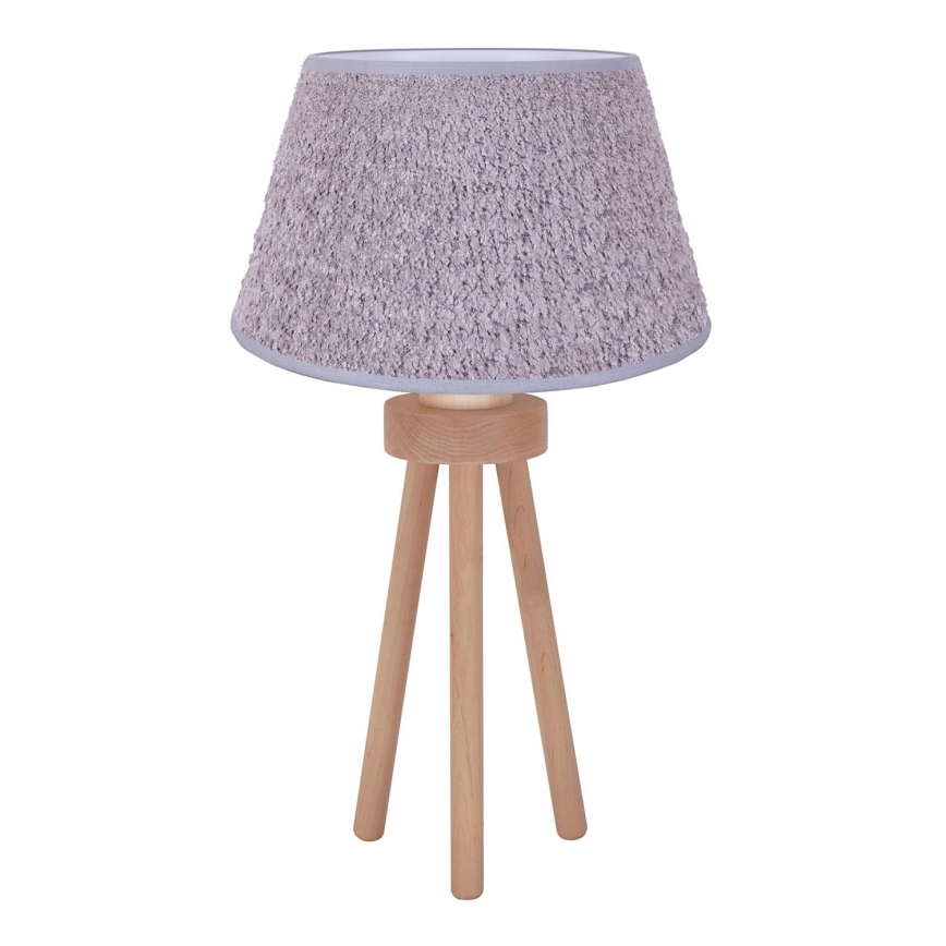 Duolla - Pöytävalaisin BOUCLE 1xE27/15W/230V halkaisija 28 cm harmaa/puu