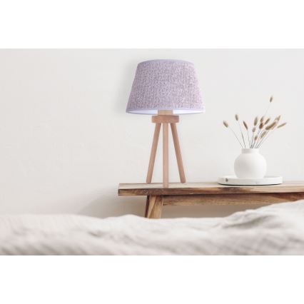 Duolla - Pöytävalaisin BOUCLE 1xE27/15W/230V halkaisija 28 cm harmaa/puu