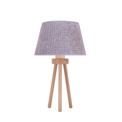 Duolla - Pöytävalaisin BOUCLE 1xE27/15W/230V halkaisija 28 cm harmaa/puu