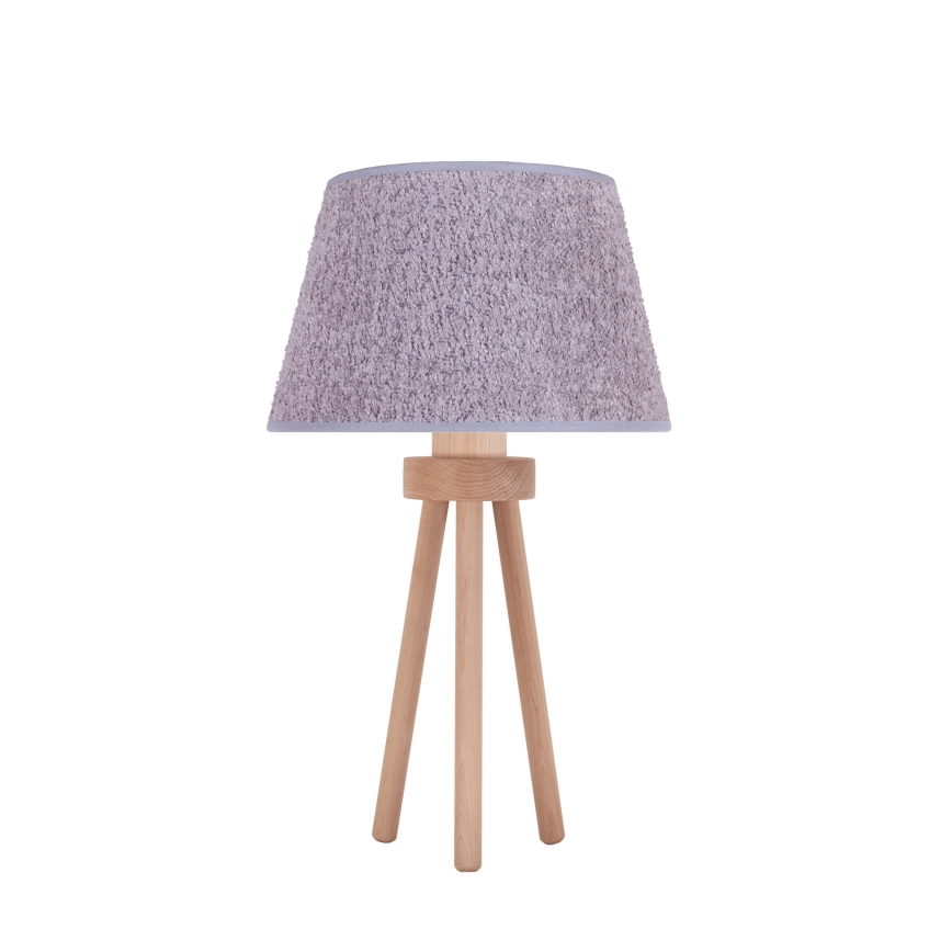 Duolla - Pöytävalaisin BOUCLE 1xE27/15W/230V halkaisija 28 cm harmaa/puu